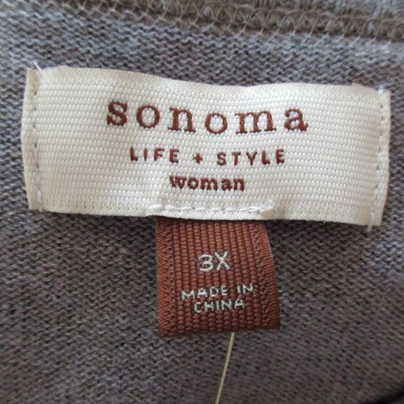 NWT! Sonoma Women's Plus Size Cardigan Sweater, Gray and Purple Floral, Size 3X - Picture 8 of 14